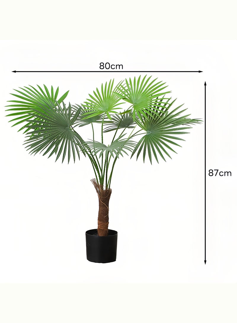 شاربدو نبتة اصطناعية بطول 87 سم، زهرة اصطناعية، شجرة نخيل استوائية على شكل مروحة مع 8 أوراق نخيل كبيرة. سهلة العناية، مناسبة لتزيين المنزل والمكتب وغرفة المعيشة والشرفة. نبات زينة للحديقة في أصيص - Image 5